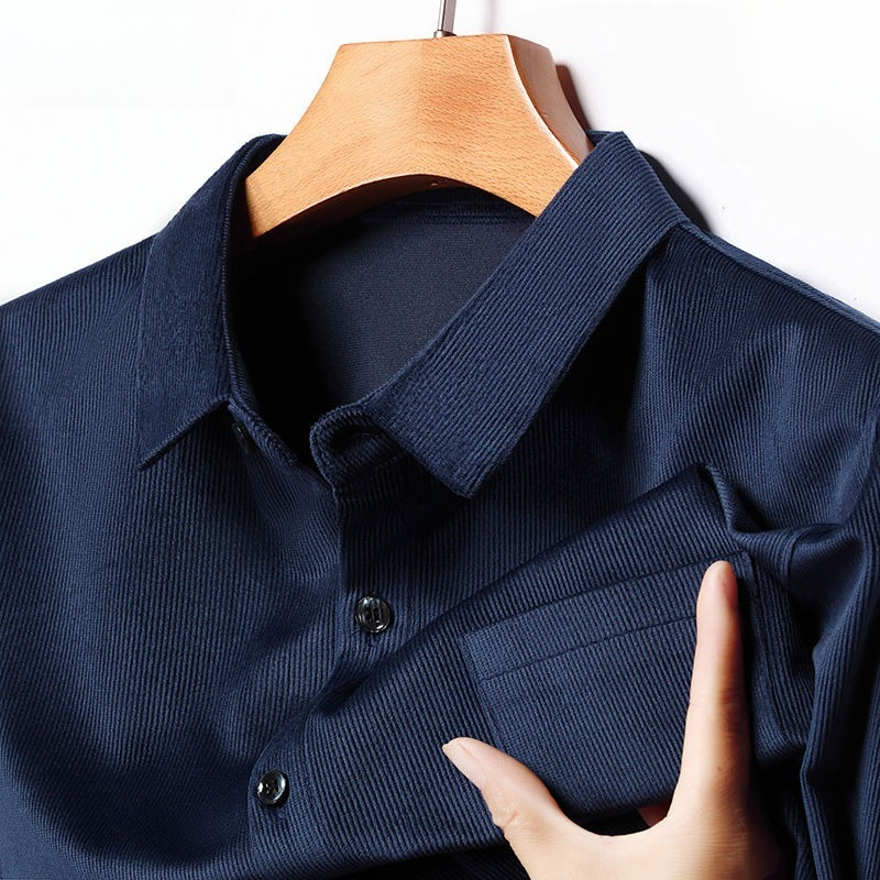 Corduroy Button Up Shirt Men - 코듀로이 남성 긴팔 셔츠 레트로 카고