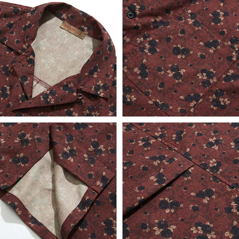 일본 레트로 에스닉 스타일 쿠바 칼라 반팔 셔츠 남녀공 - Vintage Hawaiian Floral Shirt 리뷰 및 가격
