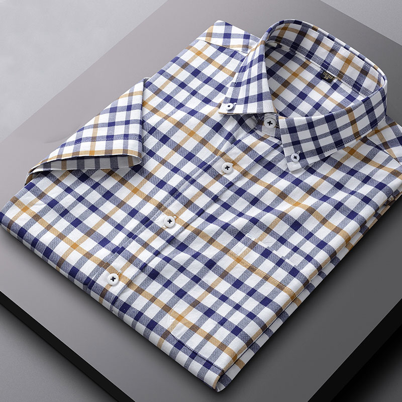 100% 면 옥스포드 반팔 남성 비즈니스 캐주얼 격자  - Oxford Cotton Casual Shirt Business 리뷰 및 가격