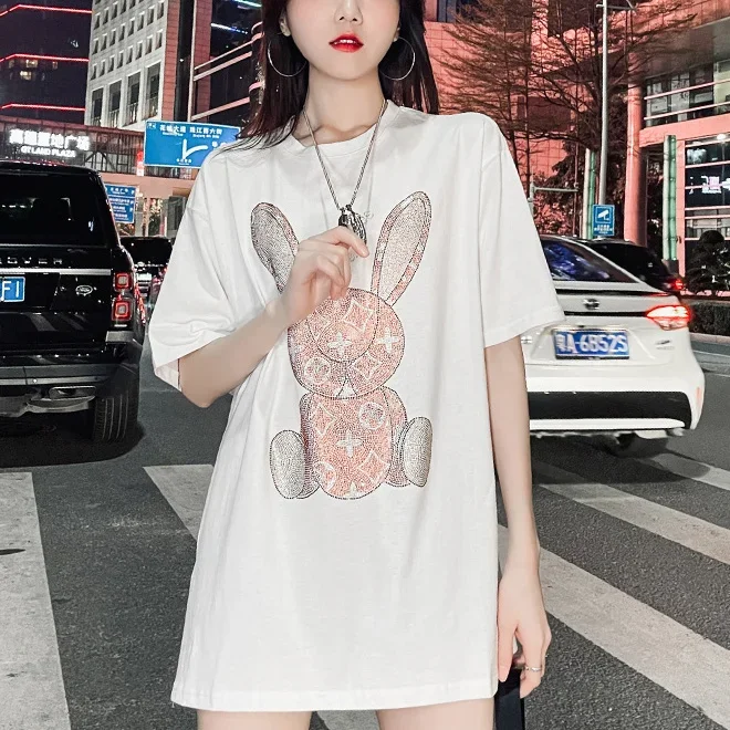 여성용 여름 캐주얼 티셔츠: 다이아몬드 카툰 프린트 반 - Shirts 리뷰 및 가격