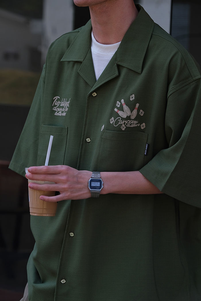 볼링 자수 녹색 툴링 레트로 쿠바 칼라 반팔 셔츠, 남 - Short Sleeve Bowling Shirt Retro 리뷰 및 가격