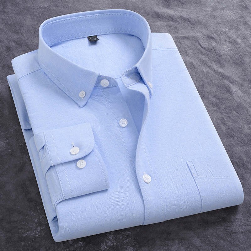 봄 신사복 옥스포드 셔츠 긴 소매 캐주얼 솔리드 컬러  - Oxford Cotton Casual Shirt Business 리뷰 및 가격