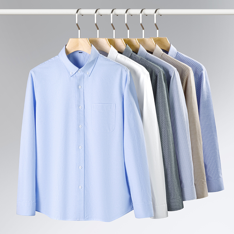 봄 신사복 옥스포드 셔츠 긴 소매 캐주얼 솔리드 컬러  - Oxford Cotton Casual Shirt Business 리뷰 및 가격