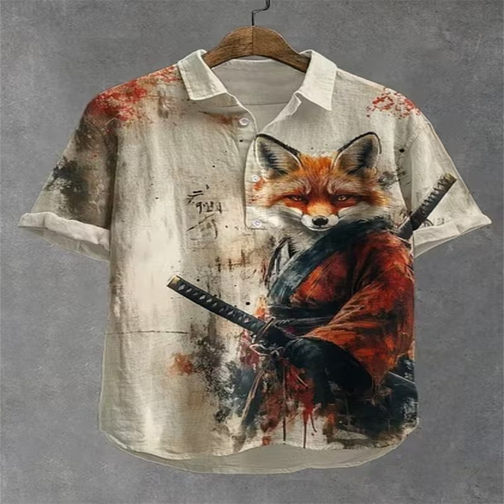 남성용 반팔 폴로 셔츠 빈티지 우키요에 고양이 꽃무늬  - Vintage Hawaiian Floral Shirt 리뷰 및 가격