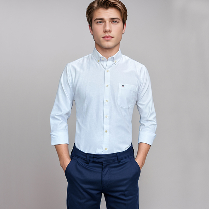 남성용 100% 면 셔츠, 긴 소매 격자 무늬 옥스포드 - Oxford Cotton Casual Shirt Business 리뷰 및 가격