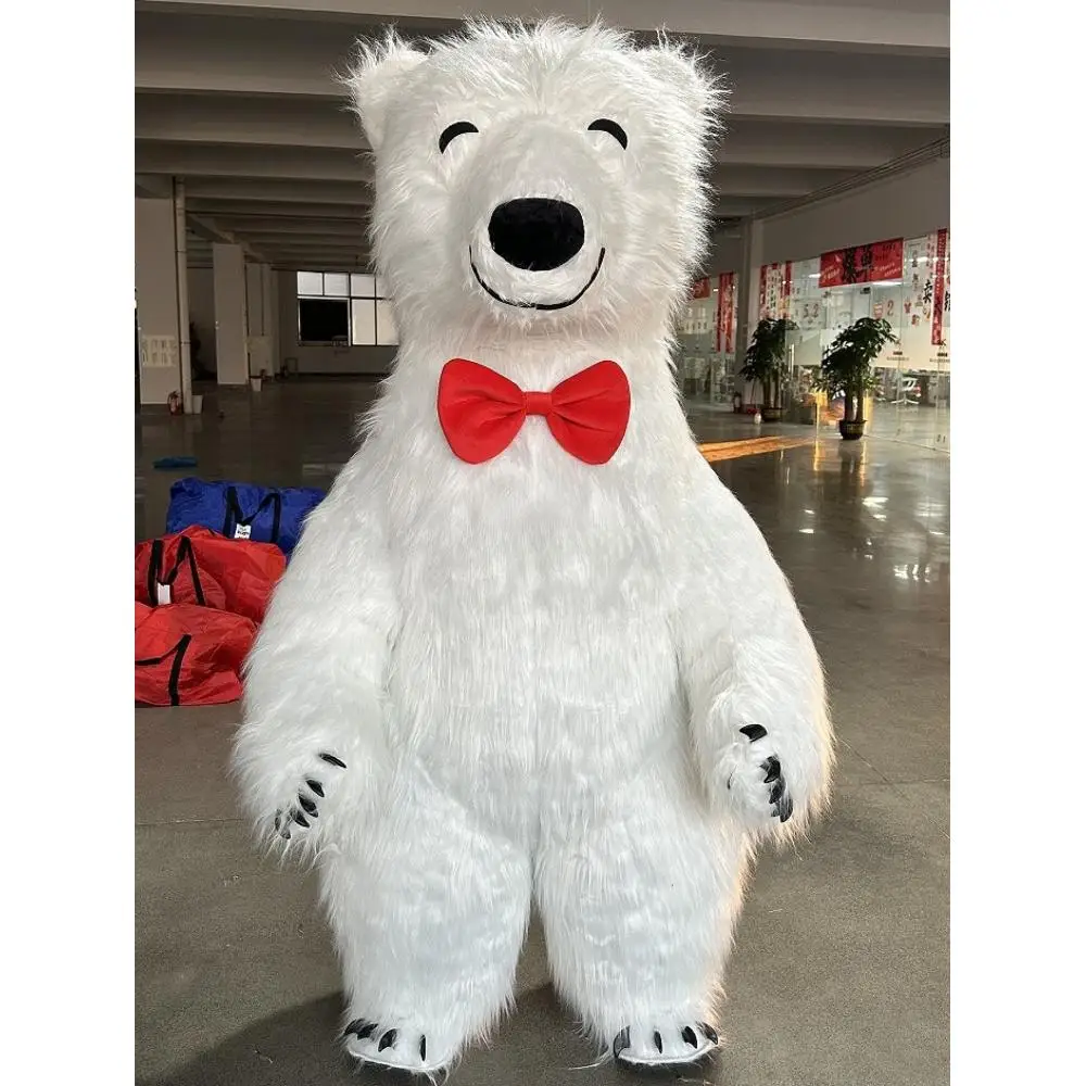 거대한 흰색 북극곰 인형 의상, 웃는 얼굴, 털이 달린 - Suits 리뷰 및 가격