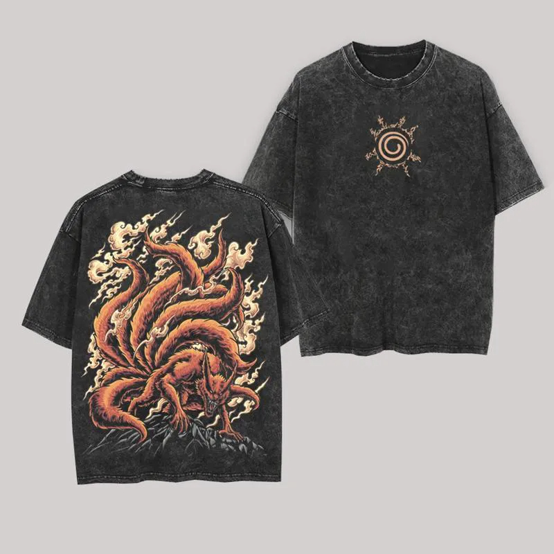 쿠라마 티셔츠 쿠유비 나루토 빈티지 애시드 워시 스트리 - Acid Wash Vintage Graphic T Shirt 리뷰 및 가격