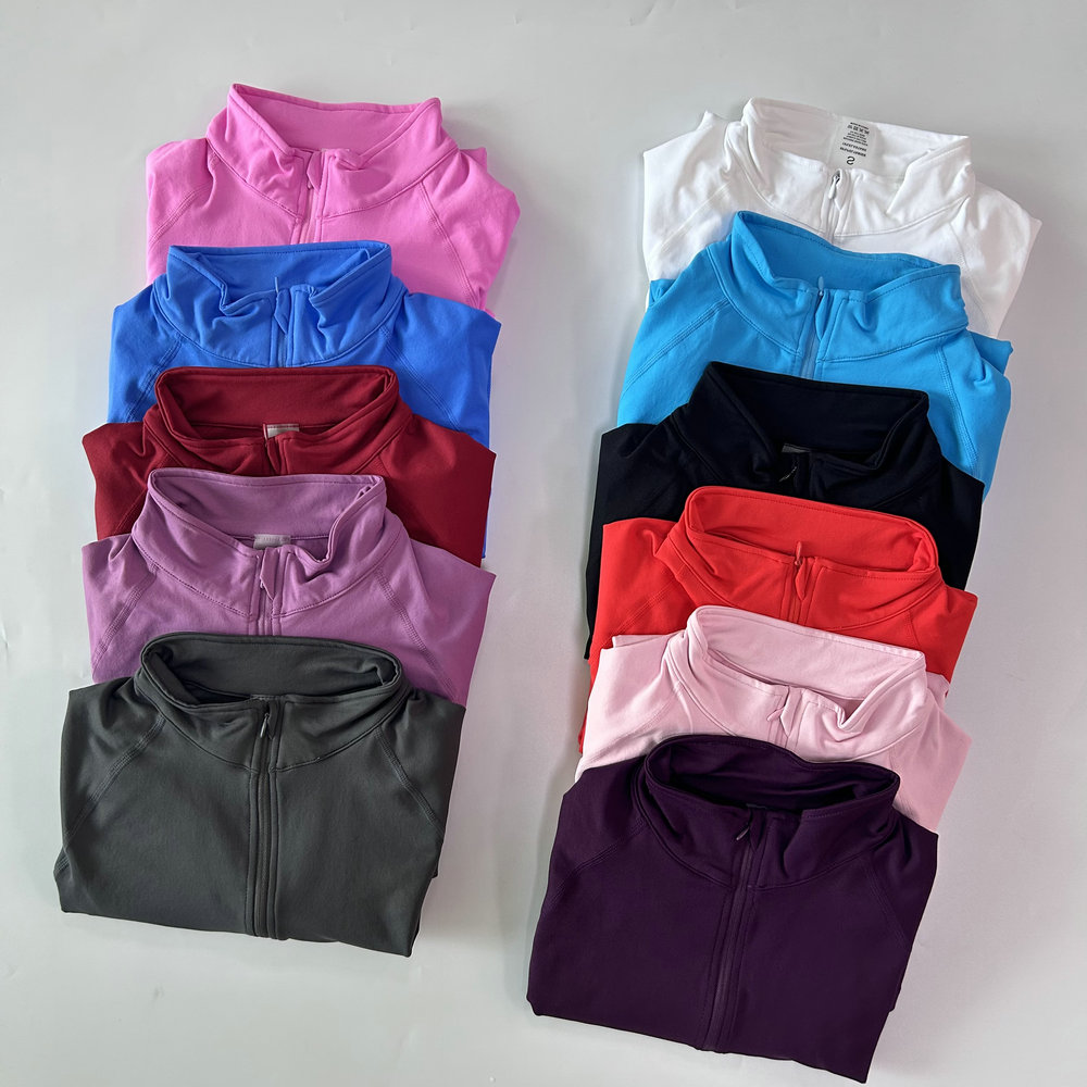 로고 없는 하프 지퍼 요가 자켓 여성용 긴팔 스포츠 탑 - Jackets 리뷰 및 가격