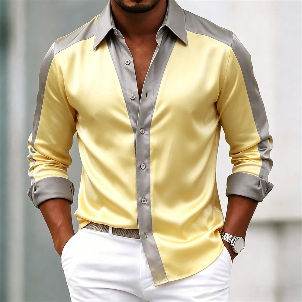 남성용 셔츠 새틴 셔츠 드레스 셔츠 캐주얼 셔츠 버튼업 - Mens Satin Silk Dress Shirt 리뷰 및 가격