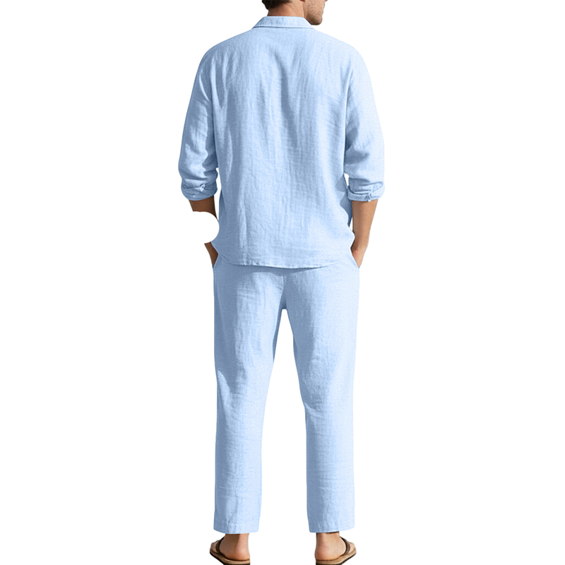 봄 여름 린넨 캐주얼 세트 루즈핏 비치 긴팔 셔츠+롱  - Mens Linen Shirt Long Sleeve 리뷰 및 가격