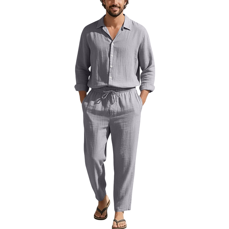 봄 여름 린넨 캐주얼 세트 루즈핏 비치 긴팔 셔츠+롱  - Mens Linen Shirt Long Sleeve 리뷰 및 가격
